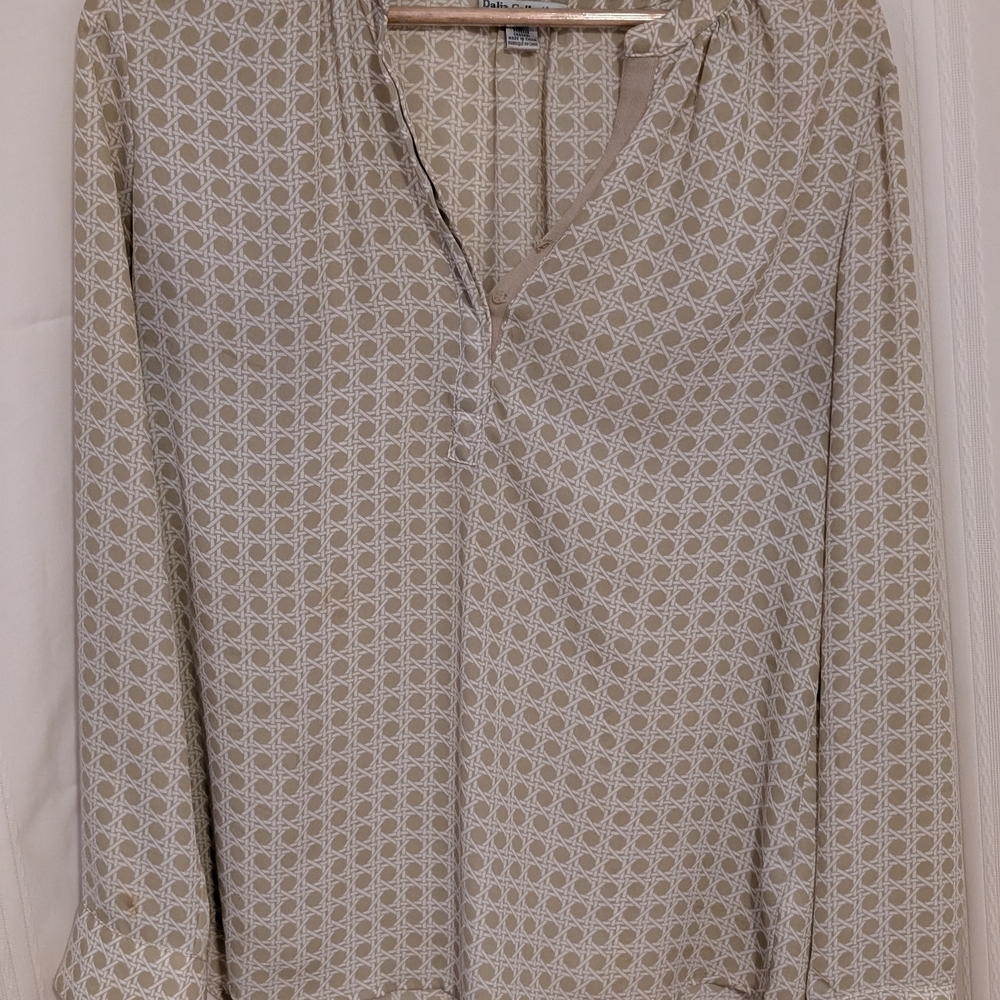 Dalia Collection Beige Geometric Blouse